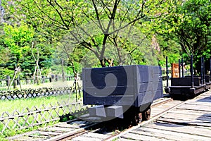 The ancient  Coal truck and railroad  in Jiufen , Taiwan