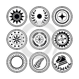 Ancient coin symbols vector set