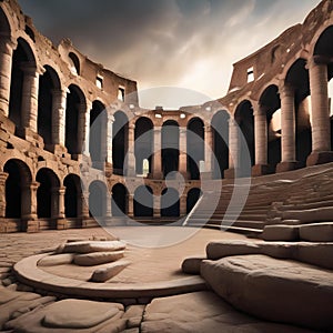 An ancient coliseum with weathered stones and a sense of grandeur, hinting at gladiatorial battles of the past4