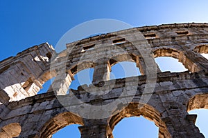 Ancient Collosseum in Pula in detail 2