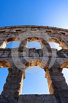 Ancient Collosseum in Pula in detail