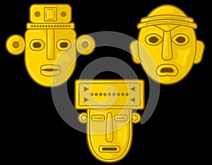 Ancient Colombia Calima culture face figures