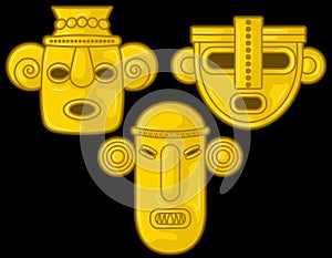 Ancient Colombia Tairona culture face figures photo