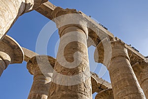 The ancient colonnade in the Karnak temple of Luxor