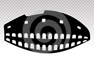 Ancient colosseum rome italy flat icons on a transparent background