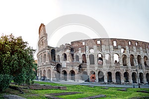 Ancient Colosseum Rome, Italy in the morning