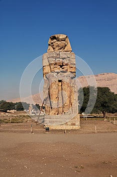 Ancient colossi of Memnon in Egypt, Luxor, Africa