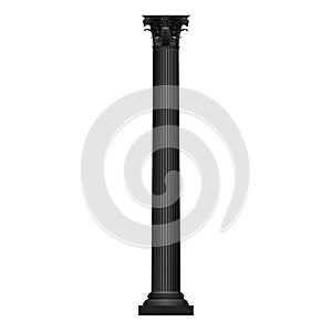 Ancient column black glyph icon, old architectural element for building stability photo