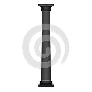 Ancient column black glyph icon, old silhouette of Greek or Roman building decoration photo