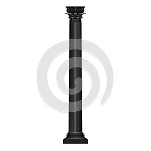 Ancient column black glyph icon, old traditional building support photo
