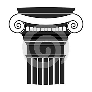 Ancient column vector black icon. Vector illustration pillar of antique on white background. Isolated black illustration icon of