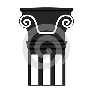 Ancient column vector black icon. Vector illustration pillar of antique on white background. Isolated black illustration