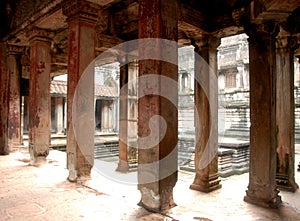 The Ancient Columns of Angor wat, Cambodia.