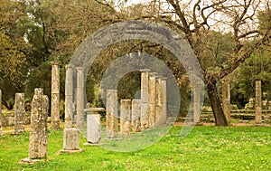 Ancient columns in Archea Olympia