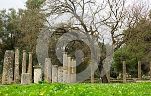 Ancient columns in Archea Olympia
