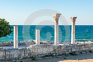 Ancient columns in Chersonesus, Sevastopol, Crimea peninsula