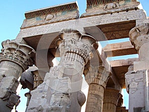 Ancient columns, detail, sculpture, carvings