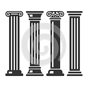 Ancient Columns Icon Set. Vector