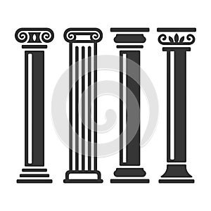 Ancient Columns Icon Set. Vector