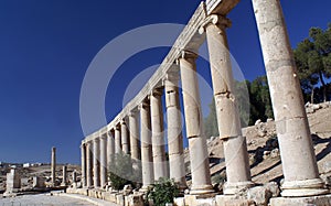 Ancient columns in Jerash, Jordan
