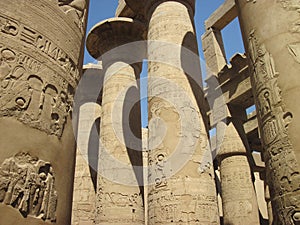 Ancient Columns at Karnak Temple in Egypt