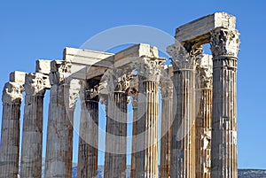 Ancient columns with a lintel in an archaeological park