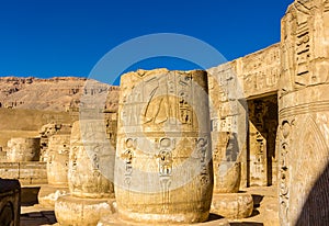 Ancient columns in the Medinet Habu Temple