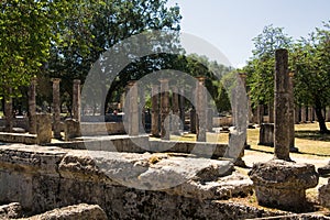 Ancient columns in Olympia, Greece