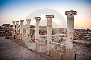 Ancient columns in Paphos Archaeological Park, Cyprus