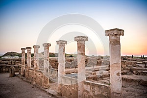 Ancient columns in Paphos Archaeological Park, Cyprus