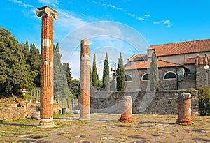 Ancient columns of San Giusto near Paleochristian basilica of Trieste, Friuli-Venezia Giulia, Italy. photo