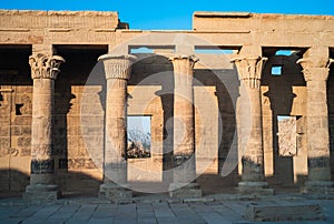 Ancient Columns in the Temple of Isis from Philae