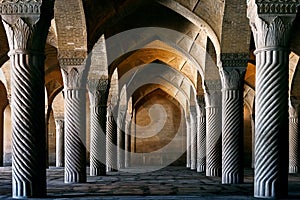 Ancient columns of the Vakil Mosque in Shiraz.