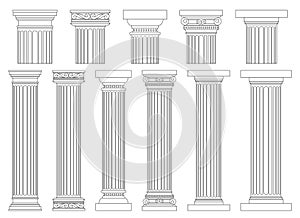 Ancient columns vector design illustration