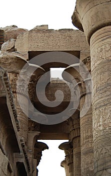 Ancient colums and pillars at the temple of Kom Ombo. Egypt
