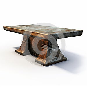 Ancient Concrete Table 3d Model With Bronze Patina Style
