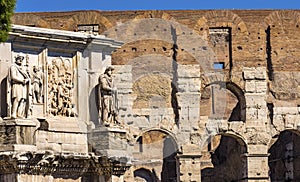 Ancient Constantine Arch Roman Colosseum Rome Italy