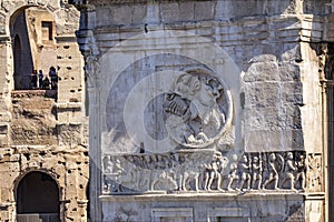 Ancient Constantine Arch Roman Colosseum Rome Italy