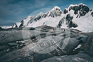 Ancient cool lava flow. Antarctic mountains .