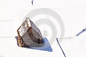 Ancient cottage in snow season