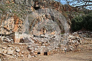 The Court and Temple of God Pan and The Nymphs in Banias National Park, Israel photo