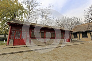 Ancient courtyard of the famous jianfusi temple in winter, adobe rgb