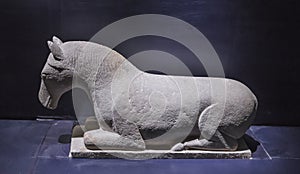 The ancient cultural relics - stone lying horses