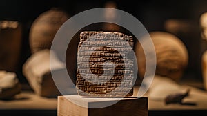 Museum Lover's Day Ancient cuneiform tablet on display in a museum setting