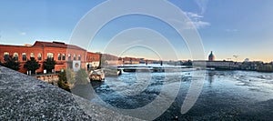 Ancient dam on the Garonne river, Toulouse, France