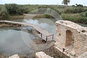 Ancient Dam and Lake at Nahal Taninim Brook Nature Reserve, Israel