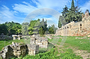 Ancient Daphni monastery in Athens Greece