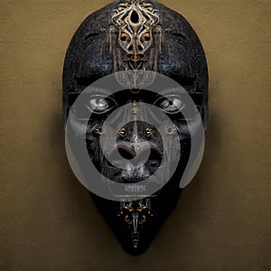 An Ancient Dark Wood African Mask with Intricately Carved Details