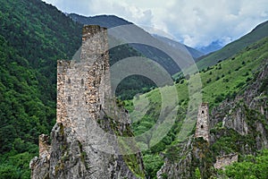 Ancient defense watchtowers of Vovnushki in the mountains