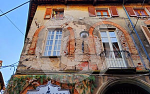 Ancient details in Rivoli town, Italy. Art, architecture and urban design